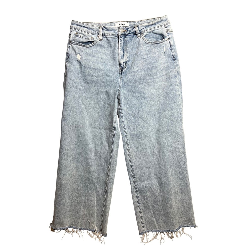 Mica Denim High Rise Wide Leg Crop Jean Size 32 Light Wash Ankle